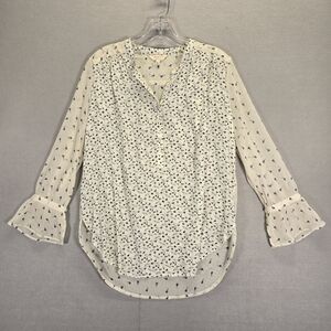 LUCKY BRAND Womens Printed Long Sleeve Peasant Top White Floral - Small